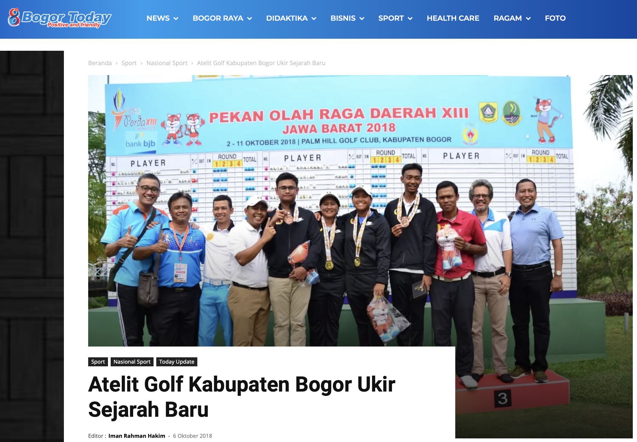  Artikel-Bogor Today-Atelit Golf Kabupaten Bogor Ukir Sejarah Baru